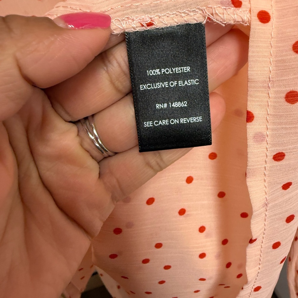 torrid Pink Polka Dot Tie-Neck Blouse with Red Dots - Picture 13 of 14